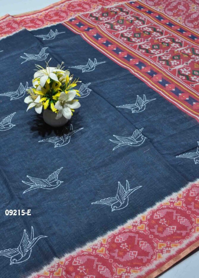 Rithika -09215-E  SteelGrey Color Stylish Linen Cotton Saree CM1282462 (LR5C)
