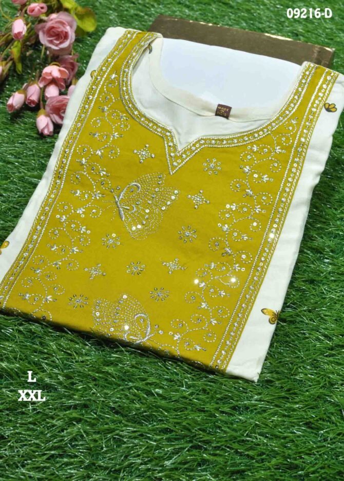 Saakshi - 09216-D  Halfwhite With Green Color Rayon Readymade Kurti CM1280516 (LR1C)