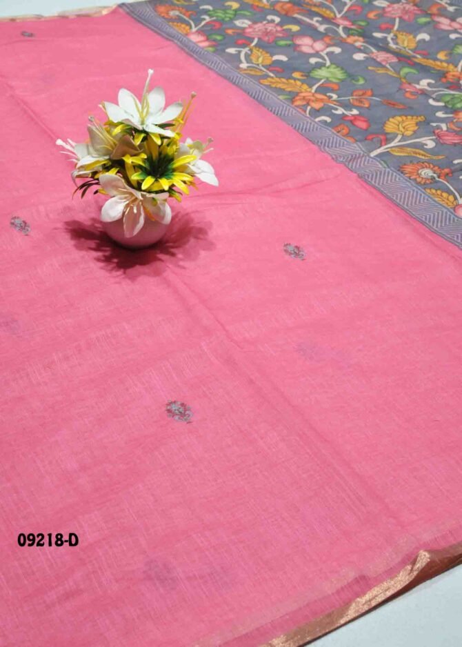 Uthra -09218-D  FandangoPink Color Stylish Plain Linen Cotton Saree CM1282084 (LR5C)