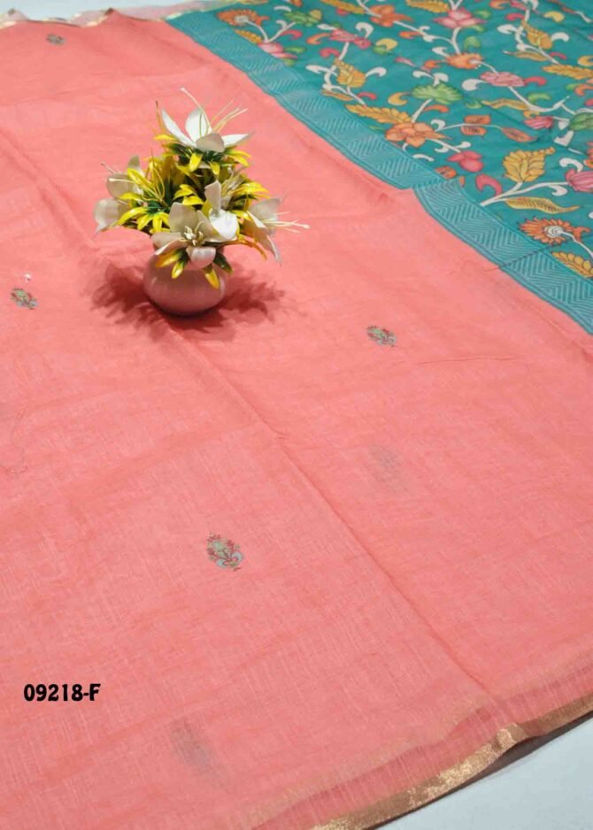 Uthra -09218-F  DesireRed Color Stylish Plain Linen Cotton Saree CM1282084 (LR5C)