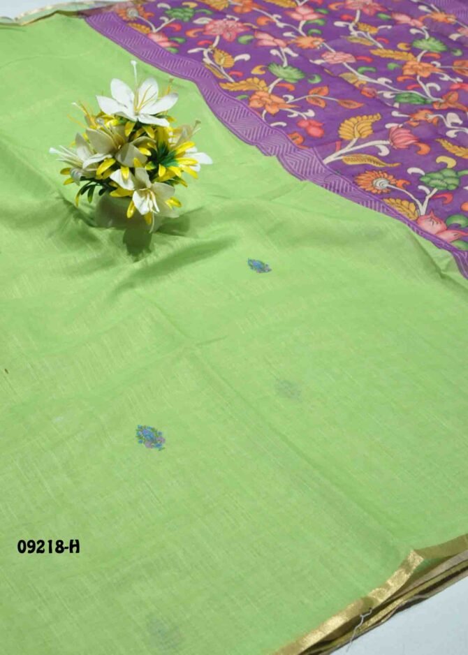 Uthra -09218-H  SpringGreen Color Stylish Plain Linen Cotton Saree CM1282084 (LR5C)