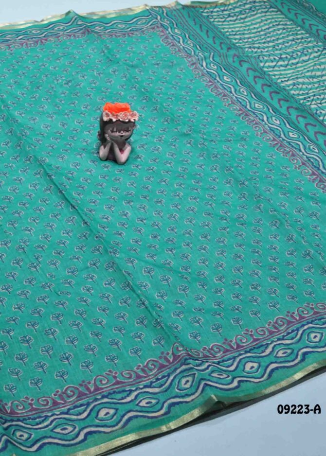 Samiksha -09223-A TiffanyGreen Color Stylish Linen Cotton Saree CM1282462 (LR5D)