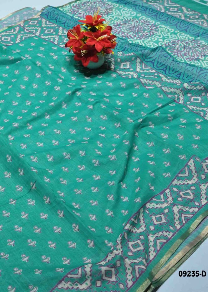Yazhnila -09235-D  JungleGreen Color Stylish Linen Cotton Saree CM1282034 [LR5D]