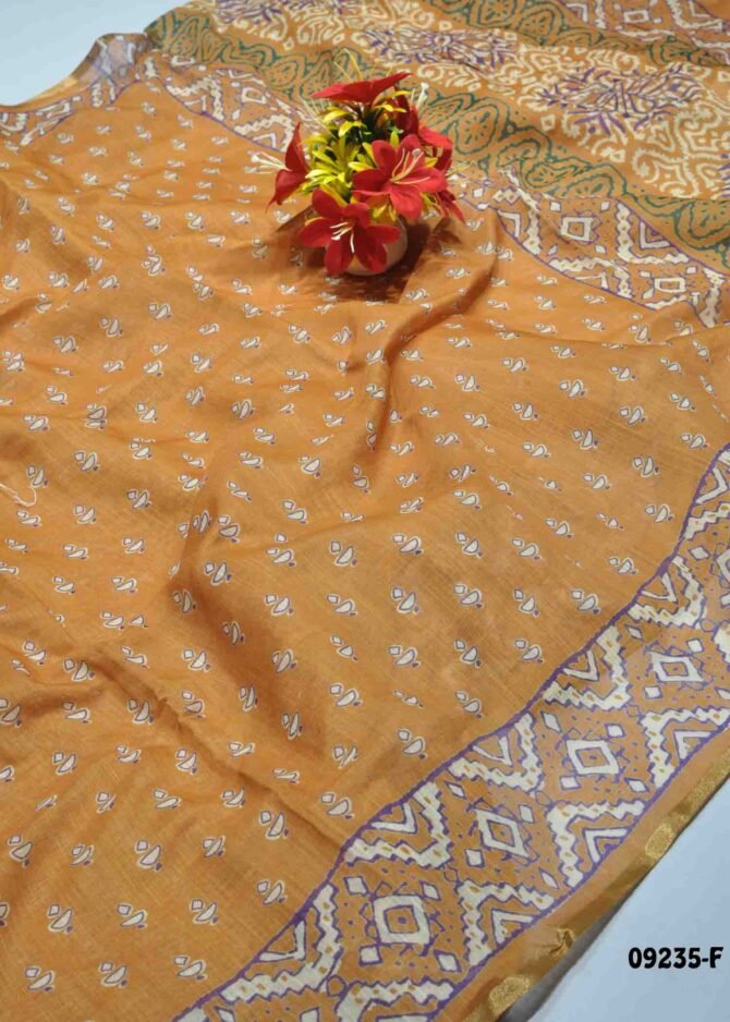 Yazhnila -09235-F  Mustard Color Stylish Linen Cotton Saree CM1282034 [LR5D]