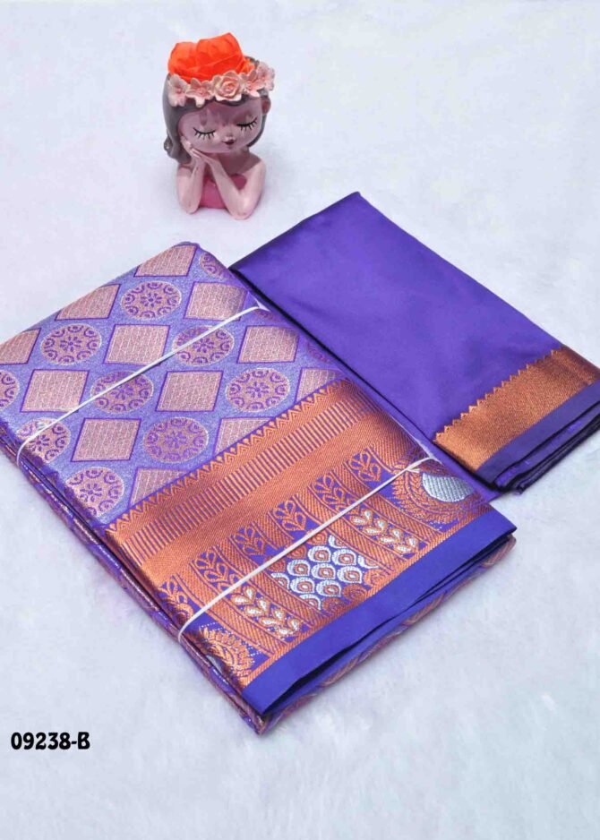 Thanvika-09238-B  Violet Color Unstitched Traditional Wear Banarasi Pavadai Sattai Upto 8 to 15 Year CM1286244 (LR3C)