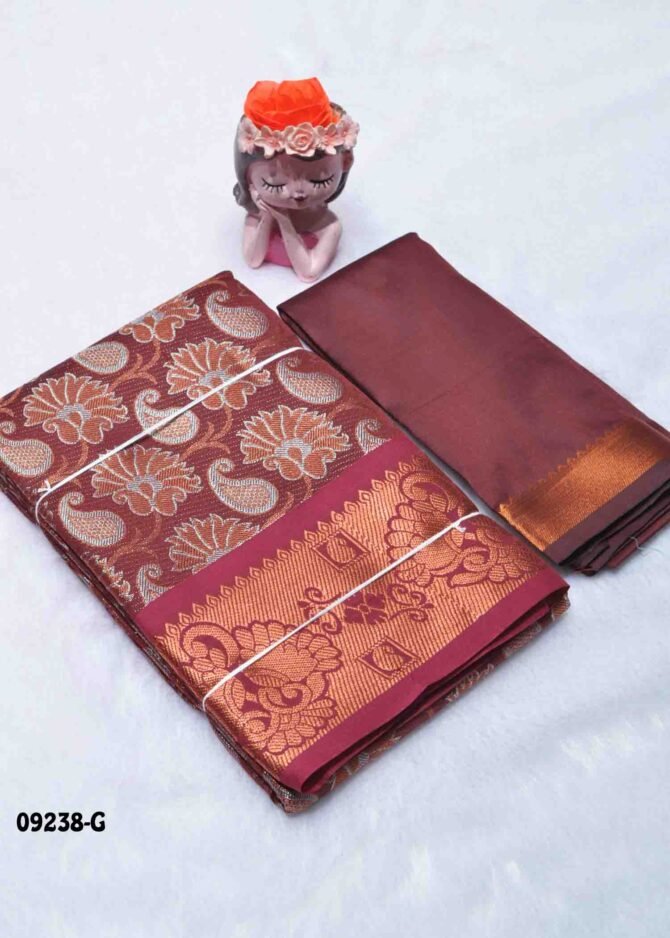 Thanvika-09238-G  Maroon Color Unstitched Traditional Wear Banarasi Pavadai Sattai Upto 8 to 15 Year CM1286244 (LR3C)