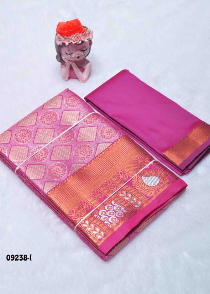 Thanvika-09238-I  Pink Color Unstitched Traditional Wear Banarasi Pavadai Sattai Upto 8 to 15 Year CM1286244 (LR3C)