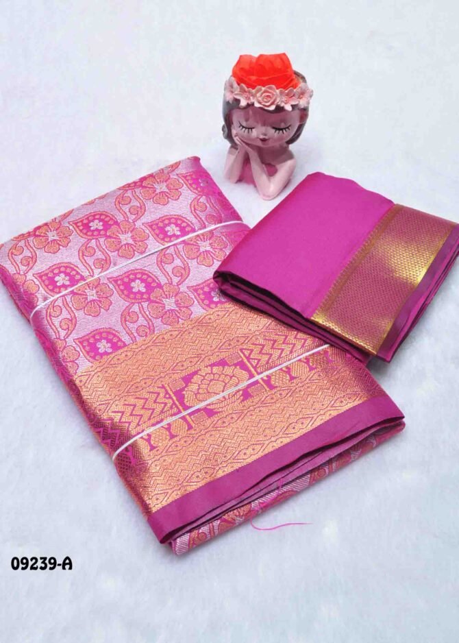 Shreeja-09239-A  Pink Color Unstitched Traditional Wear Banarasi Pavadai Sattai Upto 8 to 15 Year CM1286250 (LR3C)
