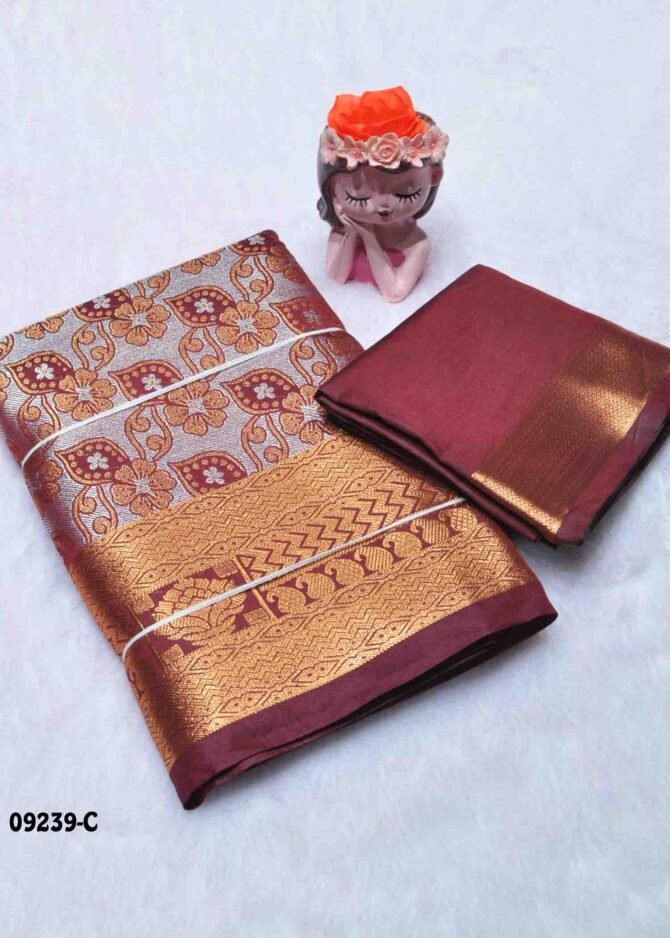 Shreeja-09239-C  Maroon Color Unstitched Traditional Wear Banarasi Pavadai Sattai Upto 8 to 15 Year CM1286250 (LR3C)
