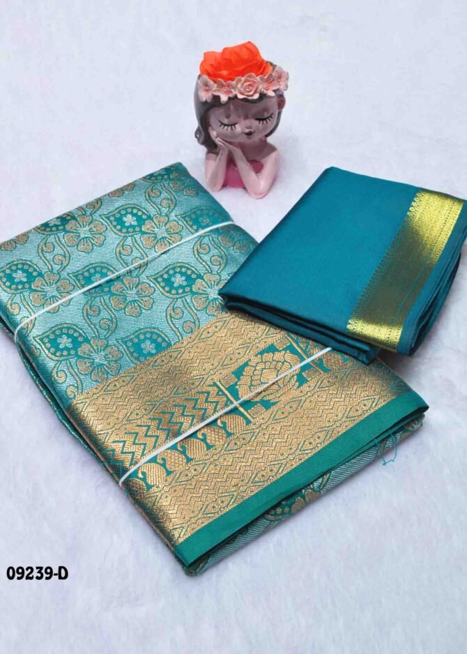 Shreeja-09239-D  PineGreen Color Unstitched Traditional Wear Banarasi Pavadai Sattai Upto 8 to 15 Year CM1286250 (LR3C)