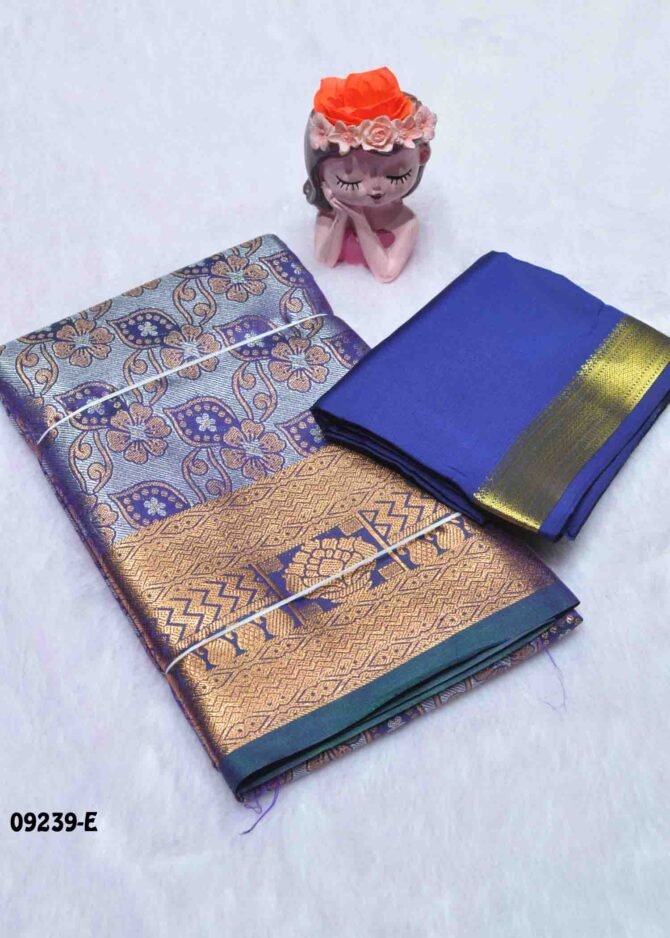 Shreeja-09239-E  NavyBlue Color Unstitched Traditional Wear Banarasi Pavadai Sattai Upto 8 to 15 Year CM1286250 (LR3C)
