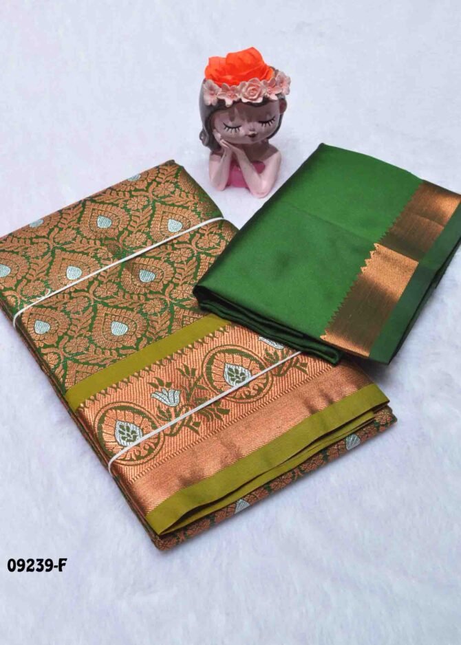 Shreeja-09239-F  OliveGreen Color Unstitched Traditional Wear Banarasi Pavadai Sattai Upto 8 to 15 Year CM1286250 (LR3C)