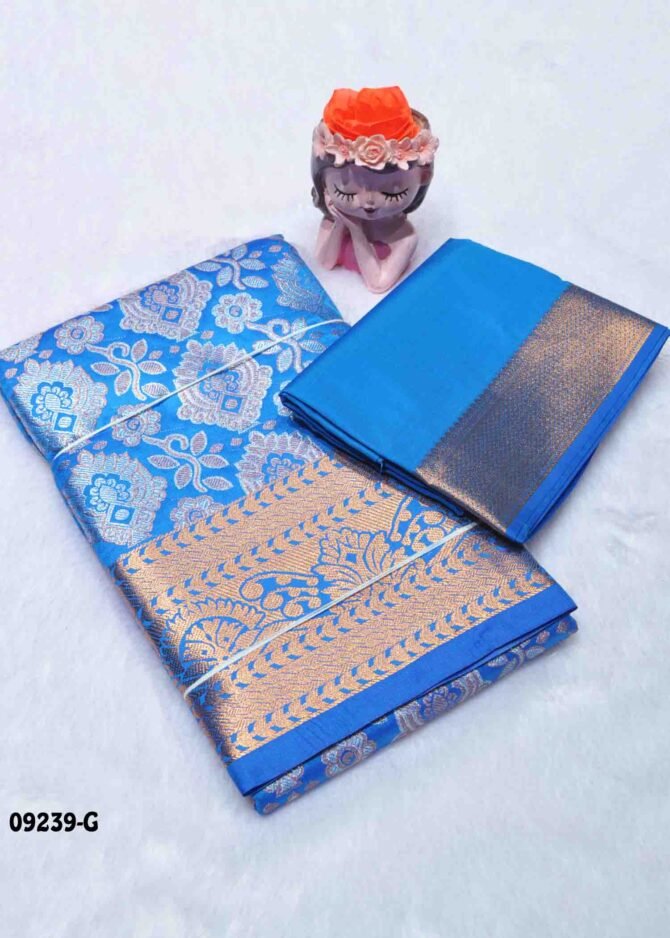 Shreeja-09239-G  SkyBlue Color Unstitched Traditional Wear Banarasi Pavadai Sattai Upto 8 to 15 Year CM1286250 (LR3C)