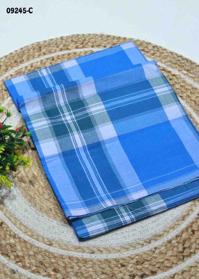 Vihaan - 09245-C  Blue Color Stiched Cotton Lungies (9 Brand) CM1277482 (LR3C)