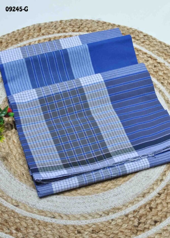 Vihaan - 09245-G  Blue Color Stiched Cotton Lungies (9 Brand) CM1277482 (LR3C)