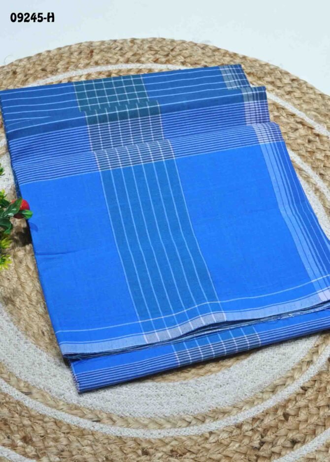 Vinay - 09245-H  Blue Color Stiched Cotton Lungies (9 Brand) CM1277482 (LR3C)