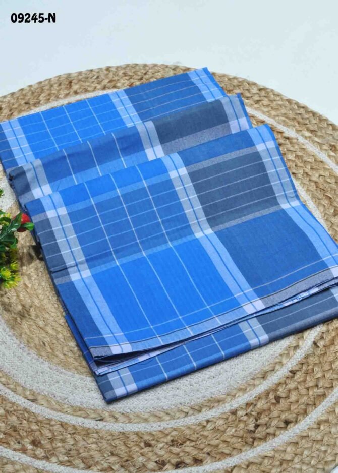 Vinay - 09245-N  Blue Color Stiched Cotton Lungies (9 Brand) CM1277482 (LR3C)