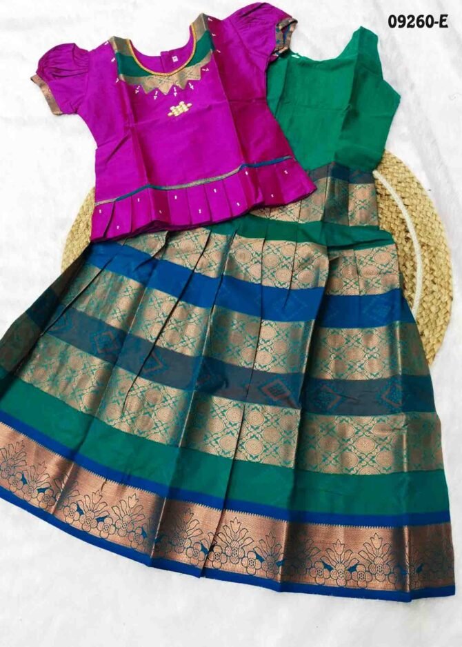 Adhisakthi-09260-E  Magenta Color Readymade Banarasi Pavadai Sattai 7 to 8 Year CM1287569 (LR2C)