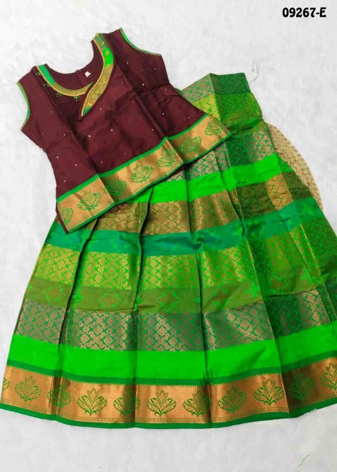 Agaligai-09267-E  Maroon Color Readymade Banarasi Pavadai Sattai 10 to 11 Year CM1287568 (LR2C)