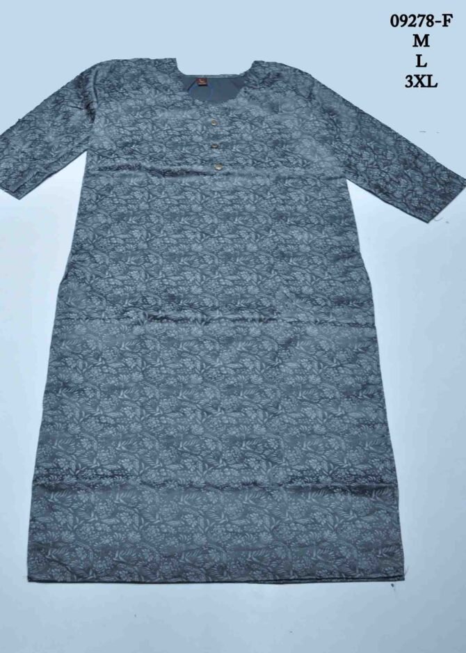 Amirtha - 09278-F  Grey Color Satin Cotton Readymade Kurti CM1289039 (LR1B)