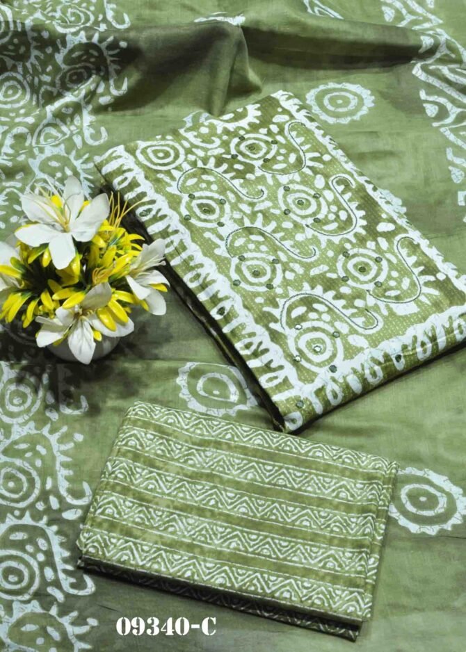 Diyasri -09340-C Clover Green Color Cotton Salwar Material CM1288101 (LR2B)