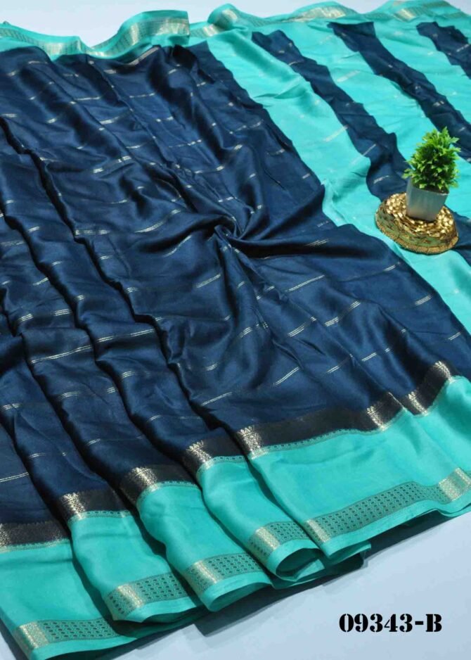 Madhavi -09343-B Space Blue Color Simple Look Moss Chiffon Saree CM1291994 [LR7C]