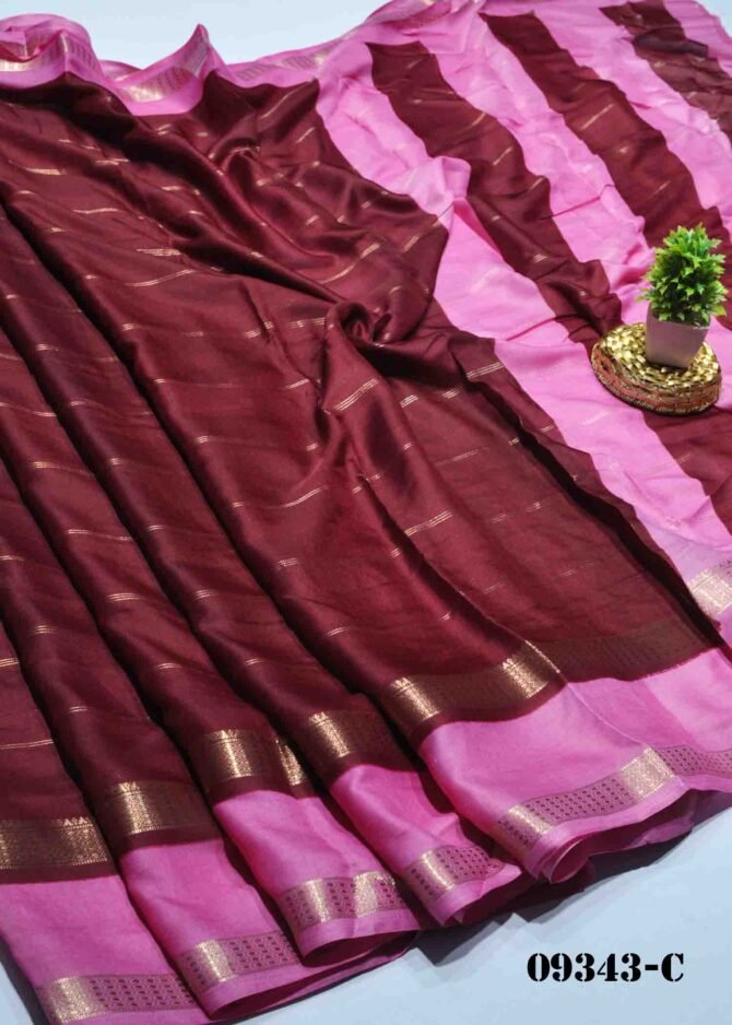 Madhavi -09343-C Dark Maroon Color Simple Look Moss Chiffon Saree CM1291994 [LR7C]