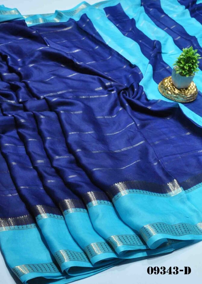 Madhavi -09343-D Navy Blue Color Simple Look Moss Chiffon Saree CM1291994 [LR7C]