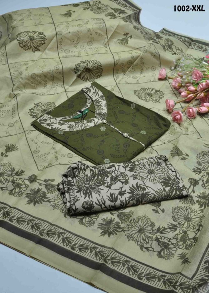 Baalar Colourful  -1002-XXL   ArmyGreen Color Readymade Pure Cotton Salwar CM1292211 (LR2B)