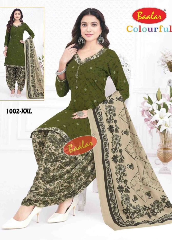 Baalar Colourful  -1002-XXL   ArmyGreen Color Readymade Pure Cotton Salwar CM1292211 (LR2B)