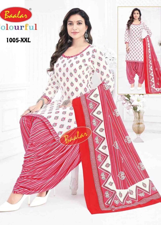 Baalar Colourful  -1005-XXL   Halfwhite Color Readymade Pure Cotton Salwar CM1292211 (LR2B)