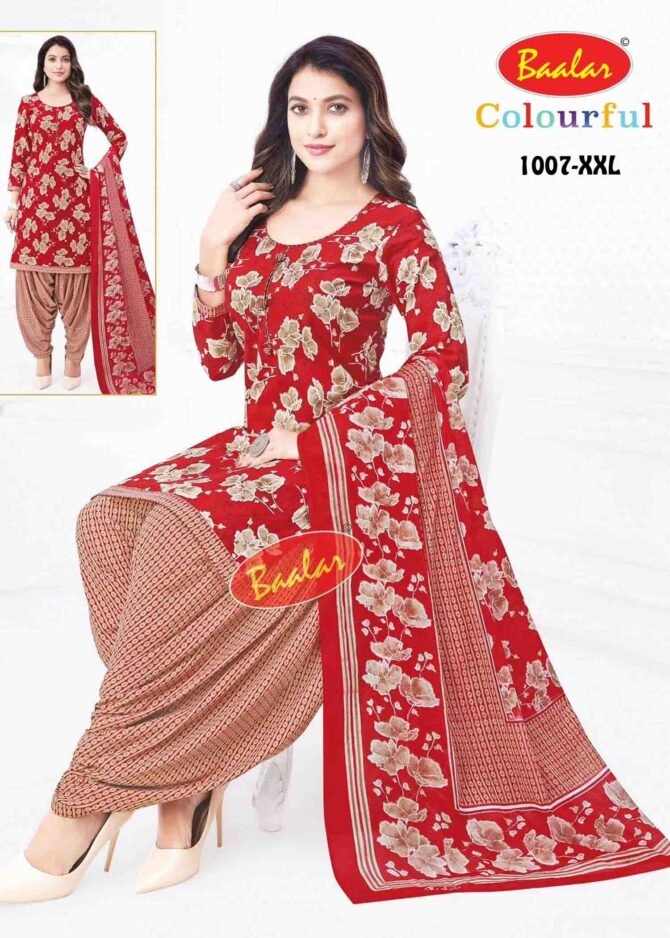 Baalar Colourful  -1007-XXL   BrightRed Color Readymade Pure Cotton Salwar CM1292211 (LR2B)
