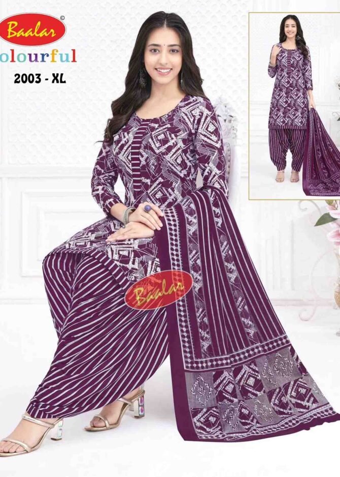 Baalar Colourful 2 -2003-XL   Purple Color Readymade Pure Cotton Salwar CM1292211 (LR2B)