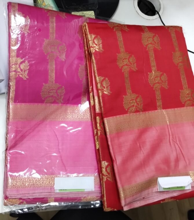 Bentex 09670-A Red & Pink Color Fancy Soft tissue sarees Cm1267241