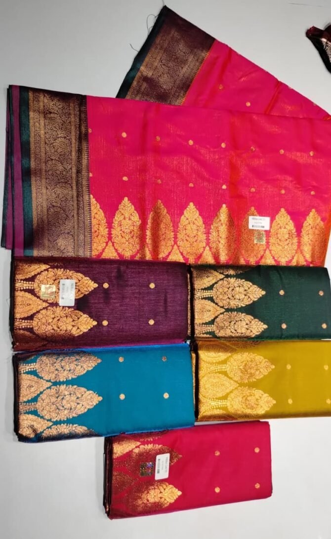 Neha 09790-A Multi color fancy satin Banaras sarees CM1290611