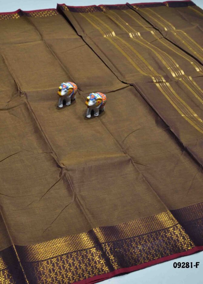Drishya -09281-F   SaddleBrown Color Traditional Wear Plain Chettinad Cotton Saree CM1293403 [RR13E]