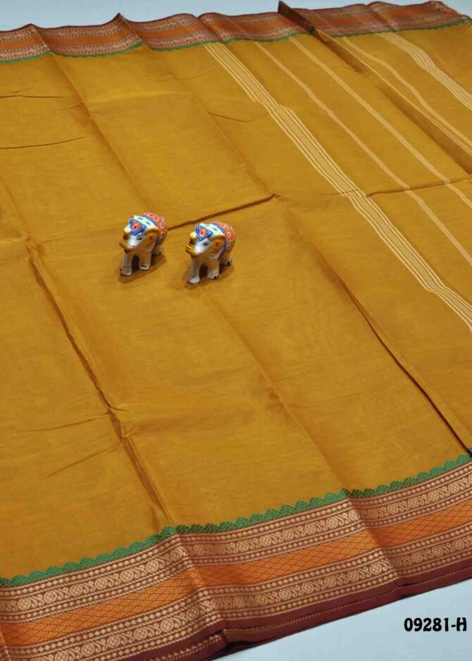 Thosika -09281-H   DijonYellow Color Traditional Wear Plain Chettinad Cotton Saree CM1293403 [RR13E]