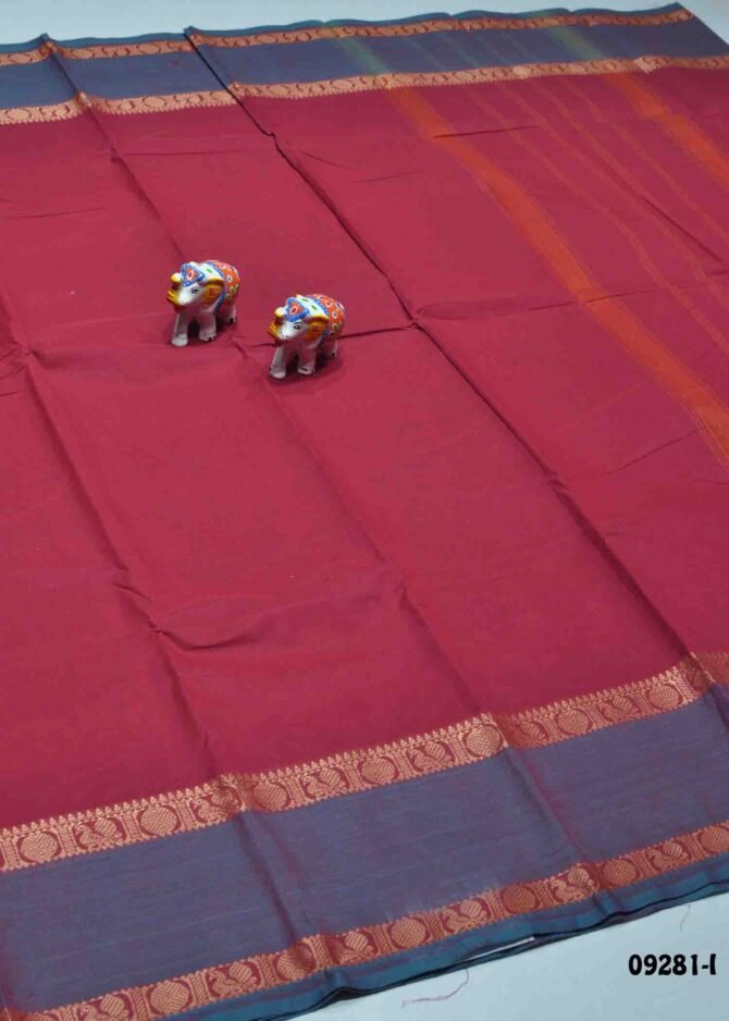 Thosika -09281-I   DarkRed Color Traditional Wear Plain Chettinad Cotton Saree CM1293403 [RR13E]