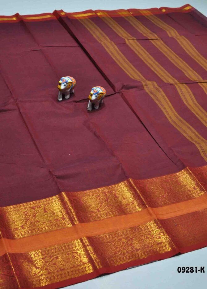 Thosika -09281-K  Maroon Color Traditional Wear Plain Chettinad Cotton Saree CM1293403 [RR13E]