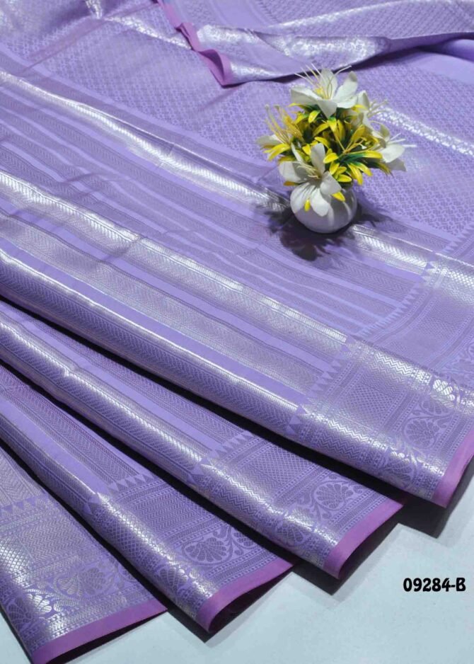 Pavithra - 09284-B  Lavender Color Banarasi Silk Zari Weaving Border Saree CM1292188 (RR1C)
