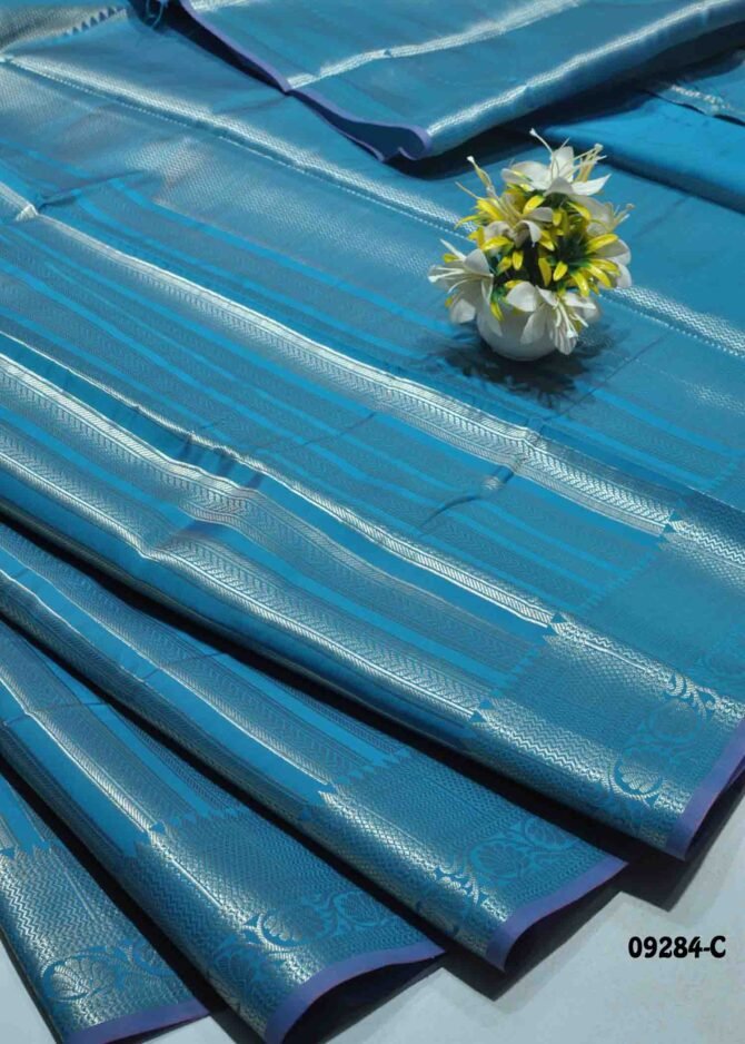 Pavithra - 09284-C  DenimBlue Color Banarasi Silk Zari Weaving Border Saree CM1292188 (RR1C)