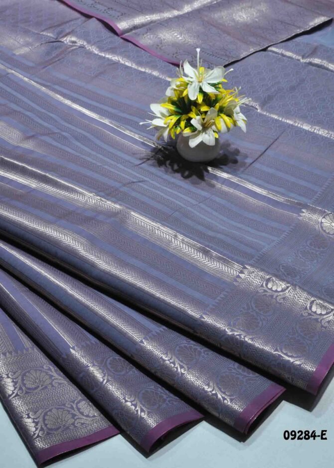 Pavithra - 09284-E  SlateBlue Color Banarasi Silk Zari Weaving Border Saree CM1292188 (RR1C)