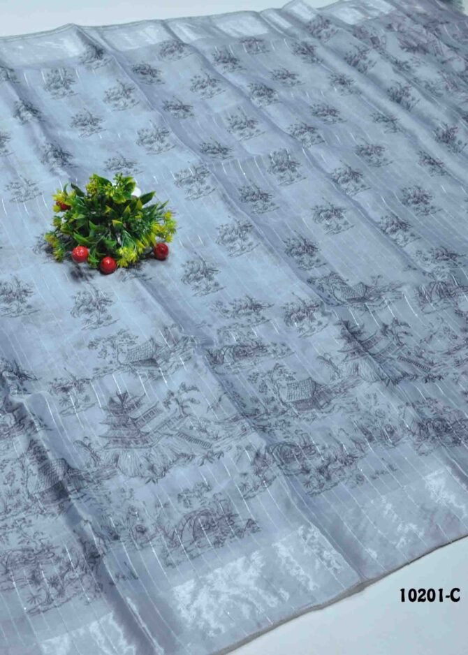 Kajal -10201-C  Grey Color New Arrival Trending Organza Saree CM1285396 (RR5D)