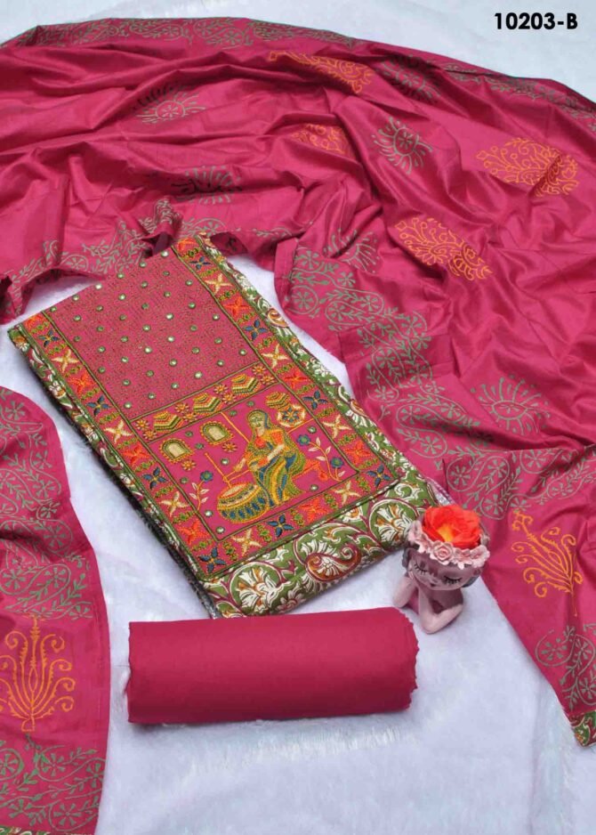 Shashini-10203-B  Green Color Ajrak Print Pure Cotton Salwar Material CM1303262 (LR1C)