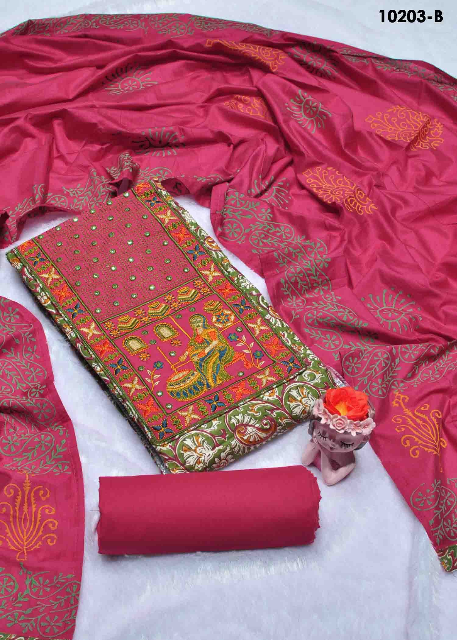 Shashini-10203-B  Green Color Ajrak Print Pure Cotton Salwar Material CM1303262 (LR1C)