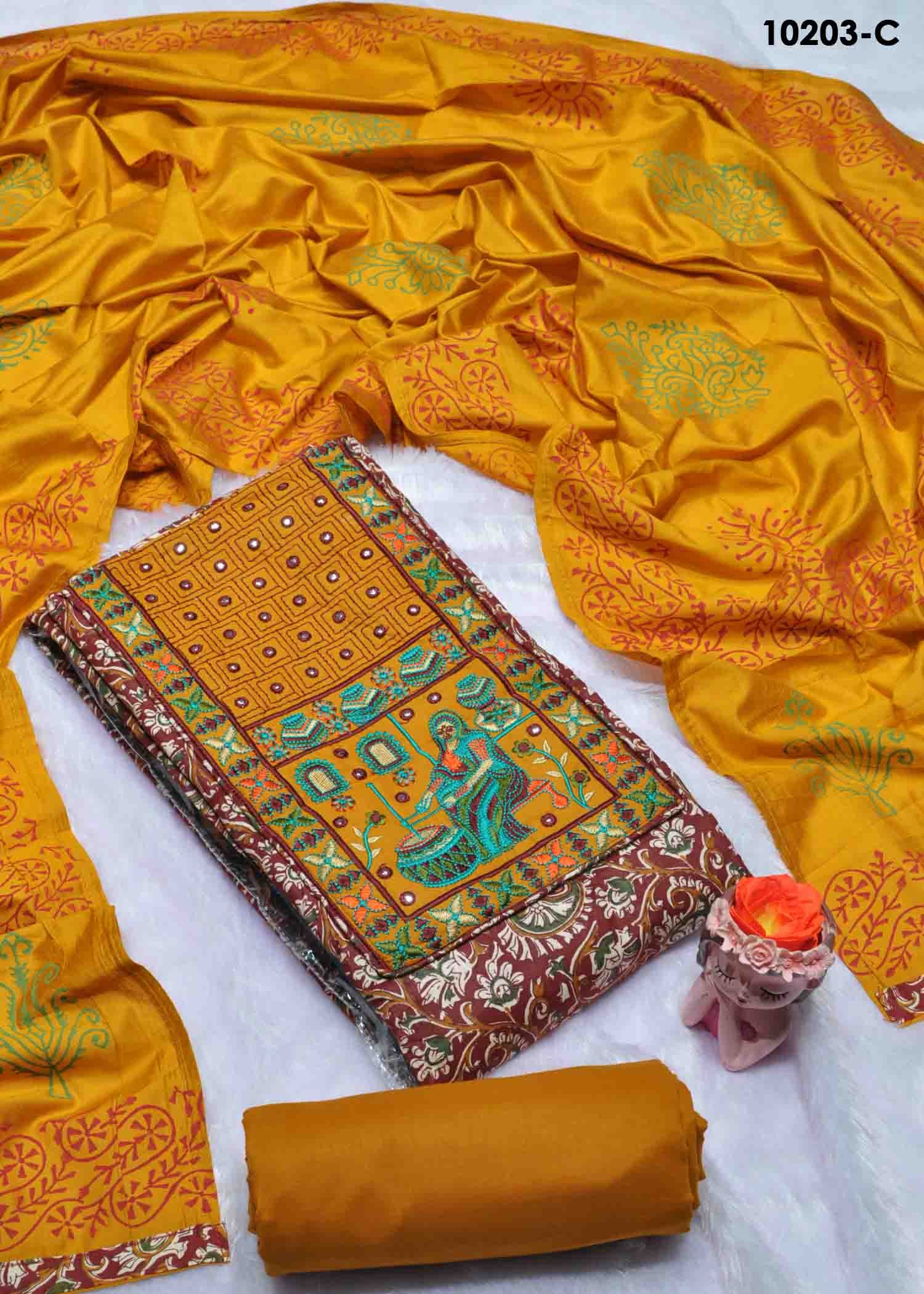 Shashini-10203-C  Maroon Color Ajrak Print Pure Cotton Salwar Material CM1303262 (LR1C)