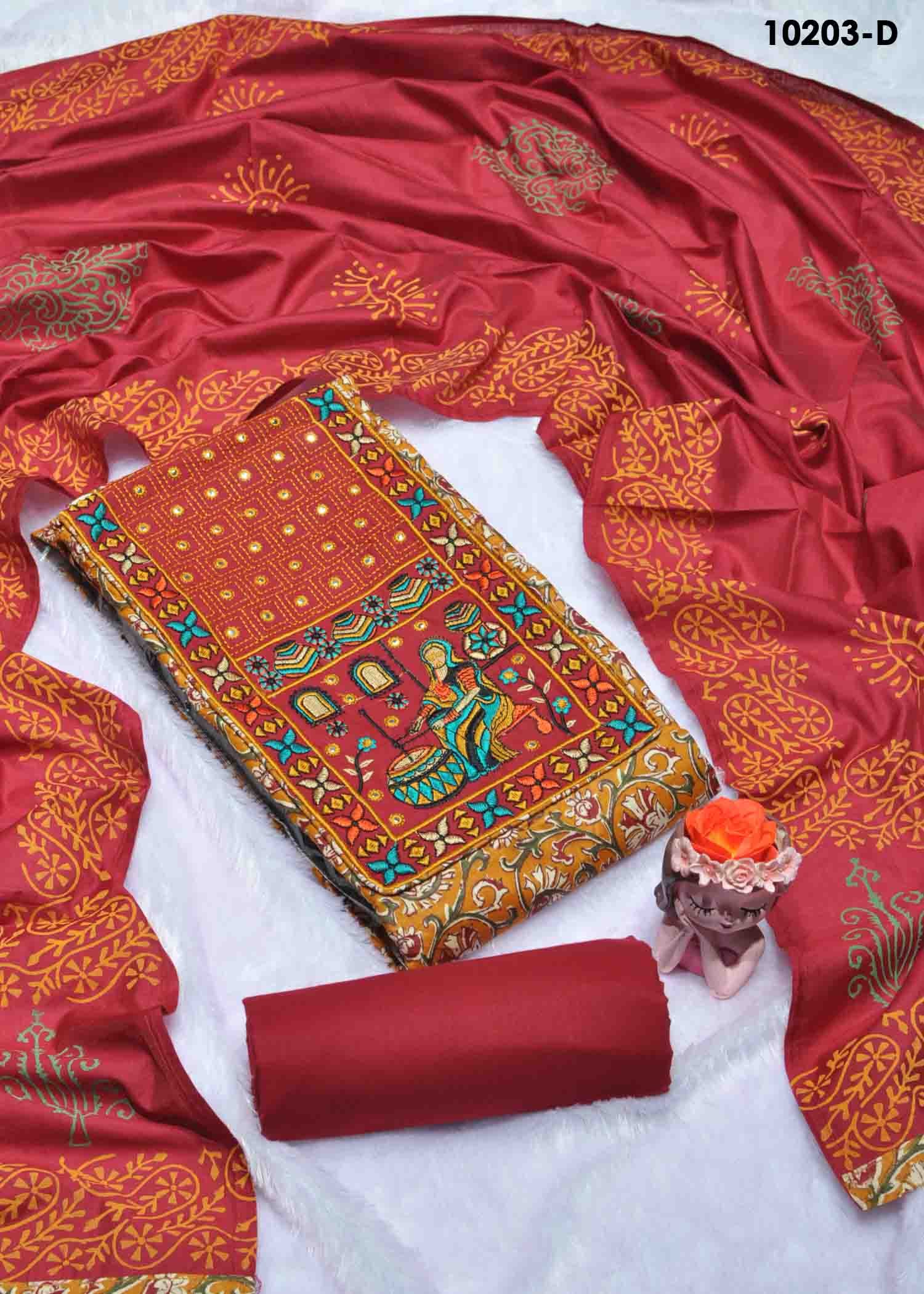 Shashini-10203-D  Mustard Color Ajrak Print Pure Cotton Salwar Material CM1303262 (LR1C)