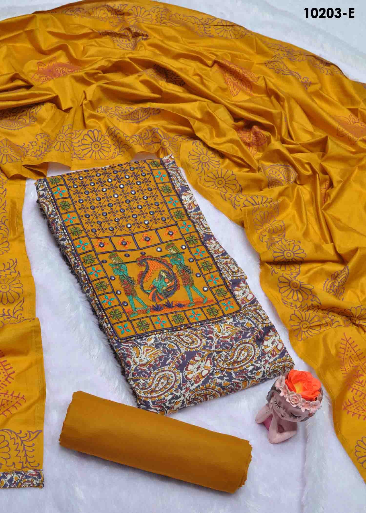 Shashini-10203-E  Violet Color Ajrak Print Pure Cotton Salwar Material CM1303262 (LR1C)