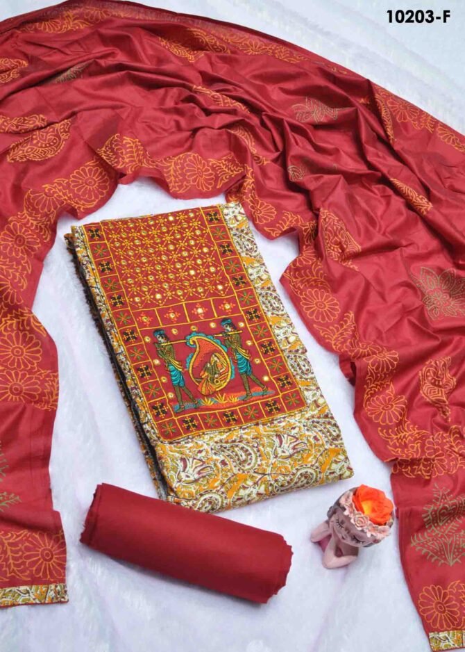 Shashini-10203-F  Mustard Color Ajrak Print Pure Cotton Salwar Material CM1303262 (LR1C)