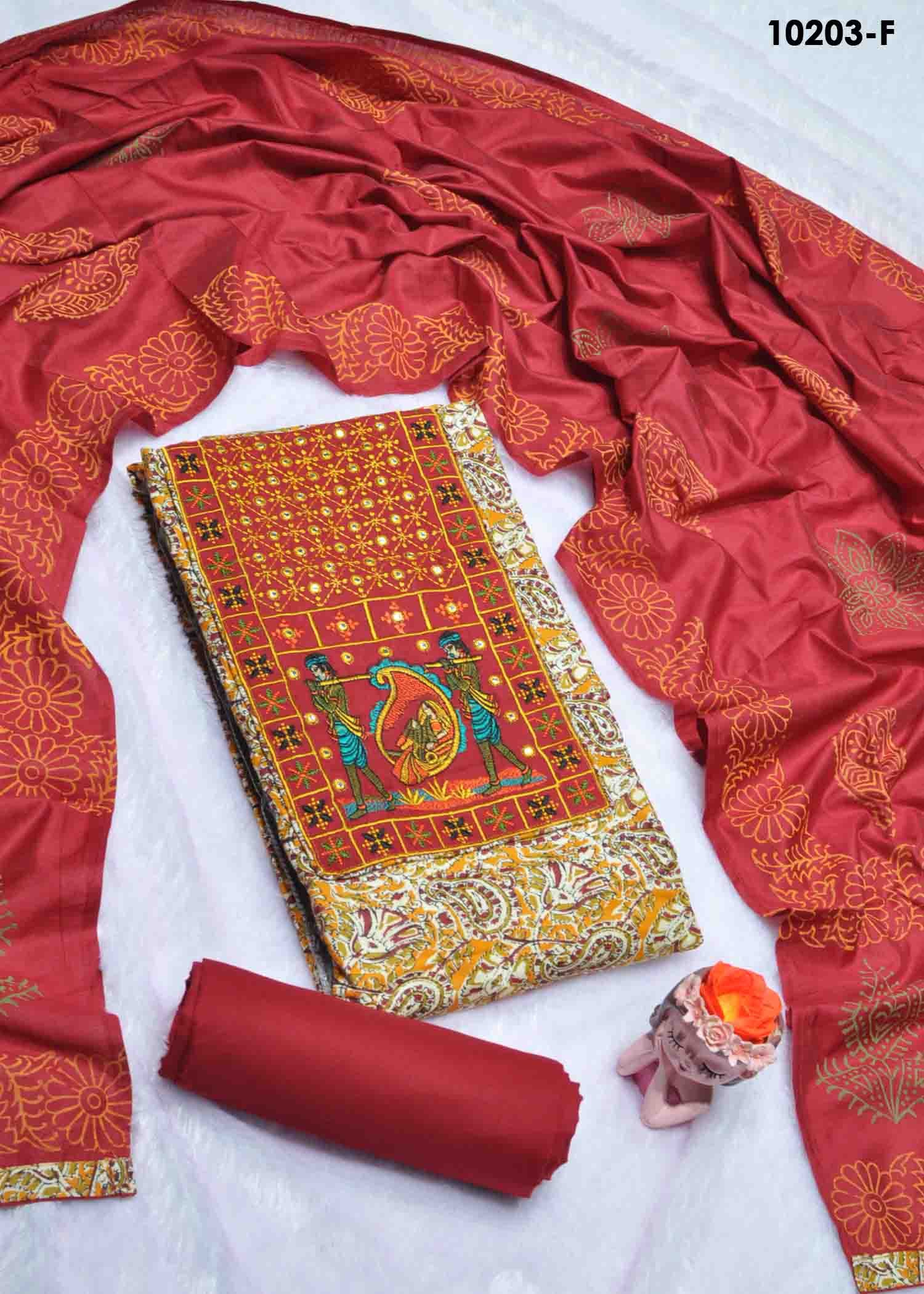 Shashini-10203-F  Mustard Color Ajrak Print Pure Cotton Salwar Material CM1303262 (LR1C)